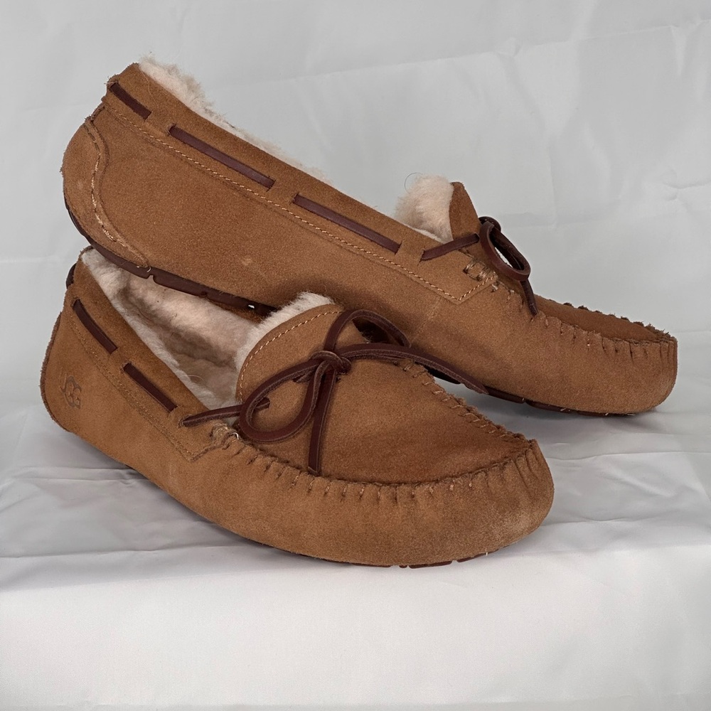 UGG Brand Dakota Suede Fur Lined Slip On Moccasin